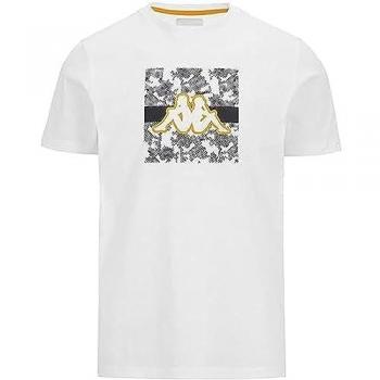 Kappa Camiseta Manga Corta Grami Graphik, color negro y naranja, talla M, diseño gráfico