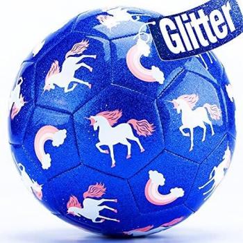 CubicFun Balon Futbol Niños Talla 3 - Pelota Futbol Unicornio Efecto Brillo Balon de Futbol Ocio con Bomba y Bolsa de Malla, Juguetes de Interior y Exterior para Niños 3+ Años