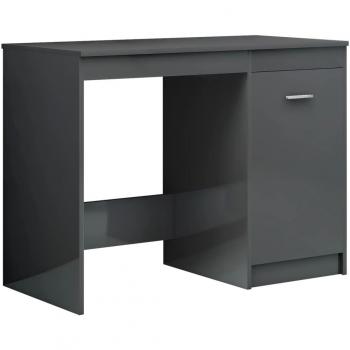 High Gloss Gray Engineered Wood Desk 39.4x19.7x29.9