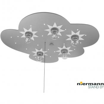 Niermann Standby 767 - Luz de techo de nubes titán, diseño estrellas, color plata