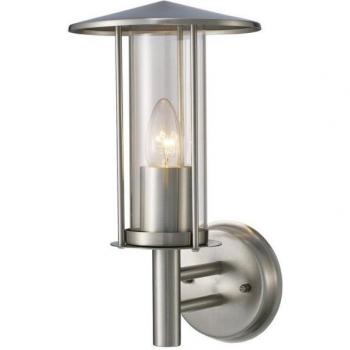 Linterna de jardín Dalton Acero inoxidable 1 bombilla 32cm, Aplique 1 Luz E27 IP44 Exterior Acero Inoxidable, Transparente