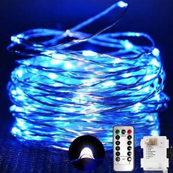 Cadena de Luces, Guirnalda de Luces 10M 100 LED Impermeable Línea de Plata de 8 Modos de Luz, con Control Remoto para Lluminación DIY, Navidad, Decoración Fiesta, Jardín, Boda etc
