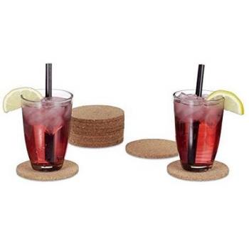 Set de 12 posavasos de corcho redondos antideslizantes de 10 cm ø marrón
