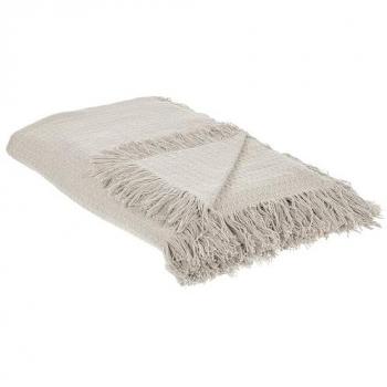 Colcha decorativa de algodón gris claro con borlas 200 x 220 cm Yerbent