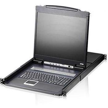 Conmutador KVM Aten CL1308N, 8 Puertos, Montaje en Rack, Pantalla LCD, USB/PS2, Color Negro