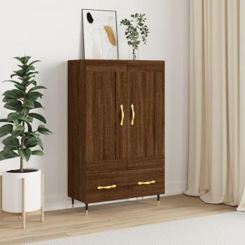Armario de madera multicapa y aparador alto de madera de ingeniería en roble marrón, dimensiones 69,5x31x115 cm