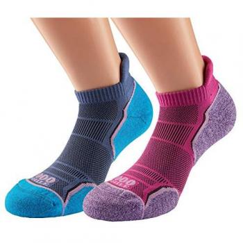1000 Mile Run Anklet Socks - Hot Pink, Size: Small (6-8.5 Ladies), 2 Pair Per Pack, Breathable Running Ankle Socks