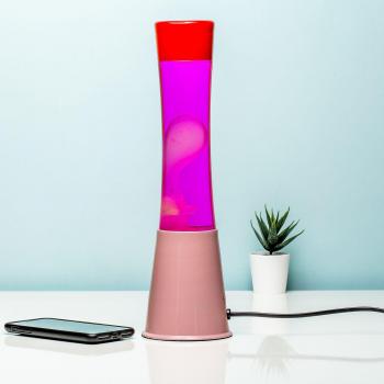 Lámpara de Lava Fisura Rosa - Base Rosa, Líquido Rosa, Lava Blanca, Efecto Relajante, Con Bombilla de Repuesto (39.5 cm)