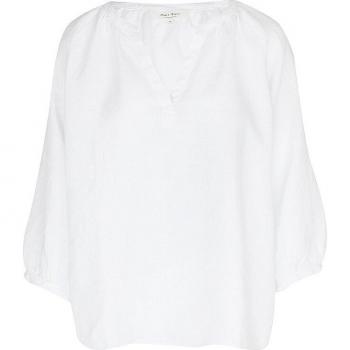Part Two Hikma White Linen V-Neck Blouse for Women, Size S