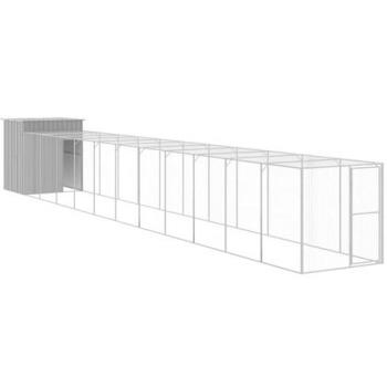 vidaXL Chicken Cage with Run Light Grey 165x1271x181 cm Galvanised Steel