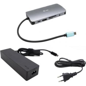 Docking Station USB-C Metal con HDMI, VGA, LAN y Carga de 100W - i-tec Nano Dock