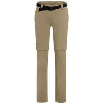 Maier Sports Nata 2 Women's Zip-Off Outdoor Hiking Pants, Dark Beige, Regular Fit with 3 Pockets