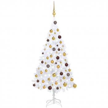 vidaXL Artificial Pre-lit Christmas Tree with Ball Set White 120 cm PVC