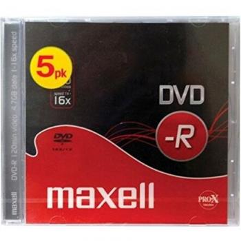 Maxell DVD-R 4.7GB 16X Writable Disc Pack of 5 in Jewel Case