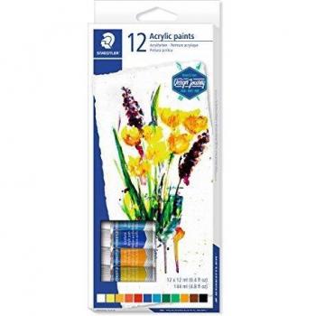 STAEDTLER Karat 8500 C12. Tubos de pintura acrílica. Caja con 12 tubos de pintura de colores variados.
