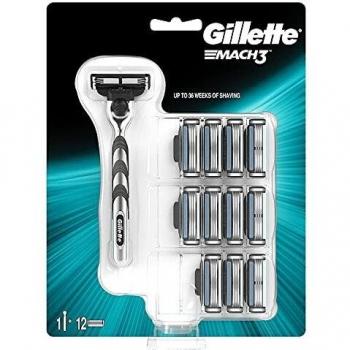 Gillette Mach3 Maquinilla de Afeitar Hombre + 12 Cuchillas de Recambio