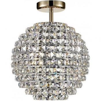 Plafón de techo semiempotrable Design Nord Gold con 4 bombillas, diámetro de 37cm, acabado en cristal dorado