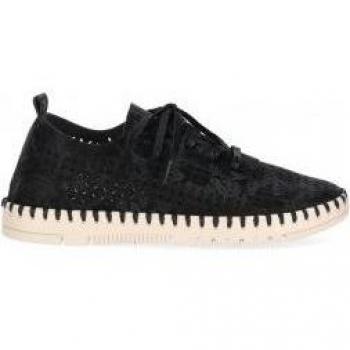 Chika10 Carmen 14 Mujer Zapatillas Negras Troqueladas con Cordones