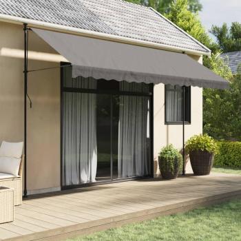 Toldo retráctil de tela y acero gris antracita 400x150 cm