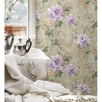 Muestra DIN A4 de Papel Pintado Vinílico con Flores Inglesas Pintadas al Óleo y Textura en Relieve - Madison Garden 676340 de GAULAN