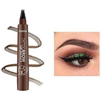 Lápiz de cejas líquido 3D, lápiz de tatuaje para cejas, 4 puntas de horquilla líquida para maquillaje de ojos, larga duración, impermeable, a prueba de manchas, aspecto natural