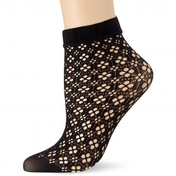 Dim Socquette Resille Graphique Fleurs Calcetines Cortos, Negro y Negro, Talla única para Mujer