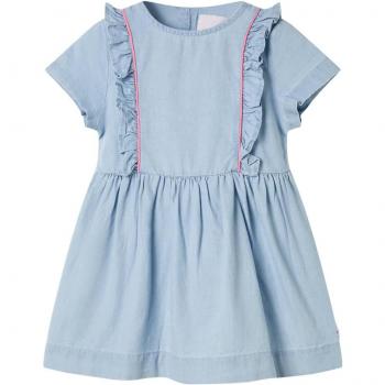 Vestido infantil con volantes azul suave 104