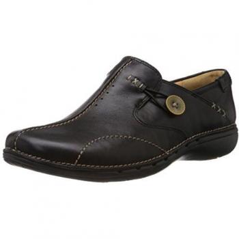 Clarks Women's Un Loop Black Leather Lightweight Slippers - Fast Delivery 24-72 Hours