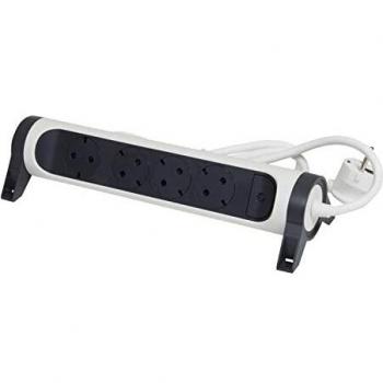 Legrand, Regleta giratoria, 4 enchufes, enchufe múltiple, montaje en pared o mesa, interruptor LED, cable de 3 m, color blanco y negro, 694536