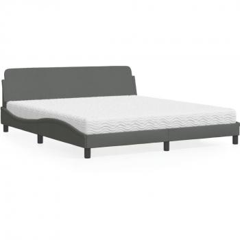 Cama con colchón gris oscuro 180x200 cm Tela Vidaxl