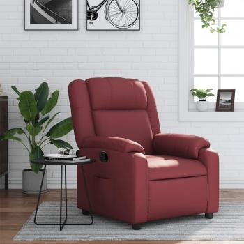 Silla reclinable de cuero sintético rojo tinto
