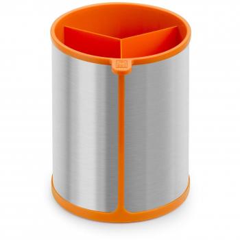 BRA Efficient Bote Giratorio para Utensilios de Cocina, Acero Inoxidable, Naranja, 14.5 x 15 x 18 cm