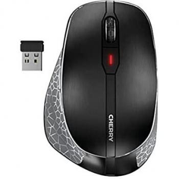 Cherry MW 8C Ergo Wireless Optical Mouse with 6 Buttons and Scroll Wheel, Right-Hand Design, RF and Bluetooth Connectivity, 3000 DPI – Black (JW-8600)
