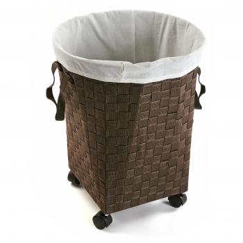 Versa 19485331 Cesta Ropa C/Ruedas Chocolate, 50x39x39cm, Nylon