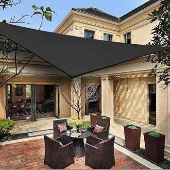 HENG FENG Toldo Vela de Sombra Triangular 5 x 5 x 5 m Protección Rayos UV Solar Protección HDPE Transpirable Aislamiento de Calor para Dar Sombra a su Jardín Color Antracita