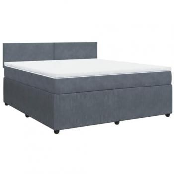 Cama box spring suave con colchón de terciopelo gris oscuro 180x200 cm