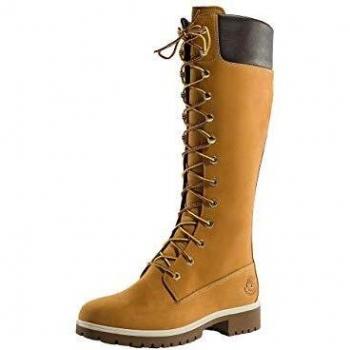 Timberland Premium 14-Inch Lace-Up Waterproof Boot for Women in Yellow, Size: 4; Timberland High Boots for Women, Brown, Size: 7 US Vintage Waterproof Lace Up Boots