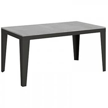Mesa extensible Flame Evolution 90x160/420 cm Cemento con estructura Antracita