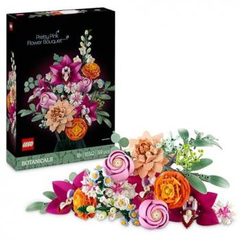 LEGO® 10342 Ramo de Flores Fantasía en Rosa - Kit de Construcción y Decoración Floral para Adultos con Orquídeas, Ranúnculos, Rosas y Dalias