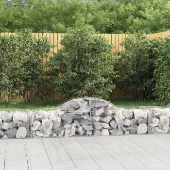 Cestas de Gaviones Arco 14 Piezas 200x50x40/60 cm de Hierro Galvanizado Plateado