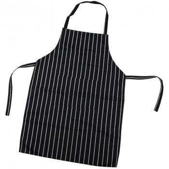 TRIXES Delantal Chef - Negro y Blanco Raya - Ideal para Profesionales y Chefs Aficionados - Cocina Delantal - para Cocinar Hornear Asar Barbacoa - Delantal Babero - Cierre de Corbata - Delantal Rayas