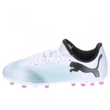 Botas de fútbol Puma Future 7 Play MG infantil blanco, características: diseño ligero, suela multi-ground (MG) para diferentes superficies, tecnología de ajuste adaptable, parte superior sintética para mayor durabilidad y confort