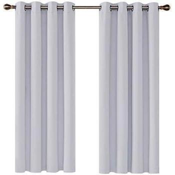 Deconovo Opaca Cortina Térmica Aislante y Ruido Reducción con Ojales 2 Piezas 117 x 138 cm Blanco Agrisado