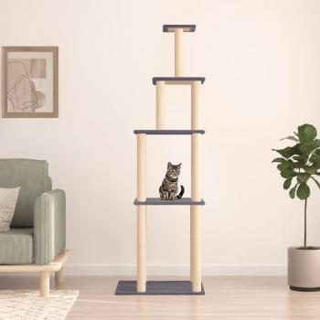 Árbol rascador para gatos con postes de sisal gris oscuro 183 cm
