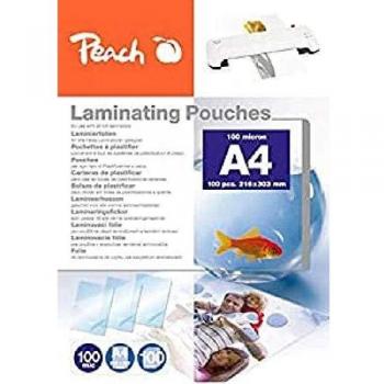 Fundas de Plastificar Peach A4, 100 mic, Brillantes, Set de 100 piezas