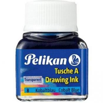 Pelikan 201574 - Tinta China 523-08, 10 ml en vidrio, se puede usar en papel, tarjetas de dibujo y películas opacas, azul cobalto