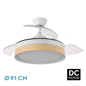 Ventilador de Techo LED Blanco / Haya 72W con Palas Retractiles