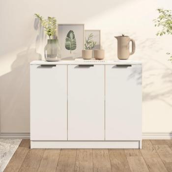 Aparador de madera contrachapada 90,5x30x70 cm - Mueble de Almacenaje de Salón, Buffet para salón, Armario Auxiliar, Armario de Almacenamiento en color blanco