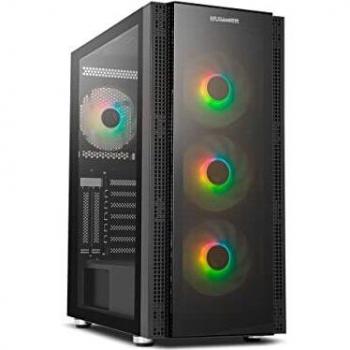 NOX Hummer Horus -NXHUMMERHORUS- Semitorre Micro ATX;ATX, Panel Lateral y Frontal de Cristal Templado, 4 Ventiladores ARGB 120 mm incluidos, Compatible refrigeración líquida, Control RGB, Negro