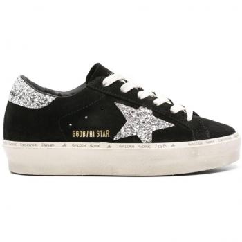 Golden Goose Women's Hi Star Leather Sneakers in Black, Size 35 (5 US)